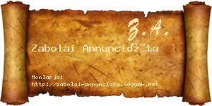 Zabolai Annunciáta névjegykártya